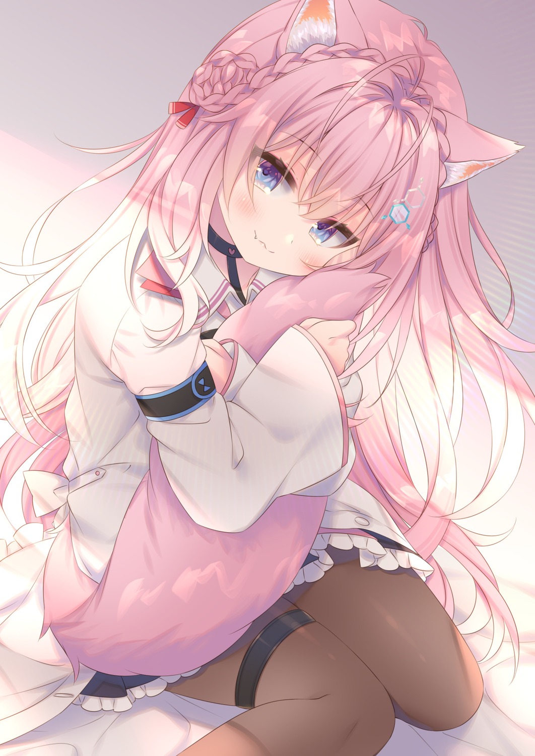 animal_ears, anju, garter, hakui_koyori, hololive, pantyhose, tail