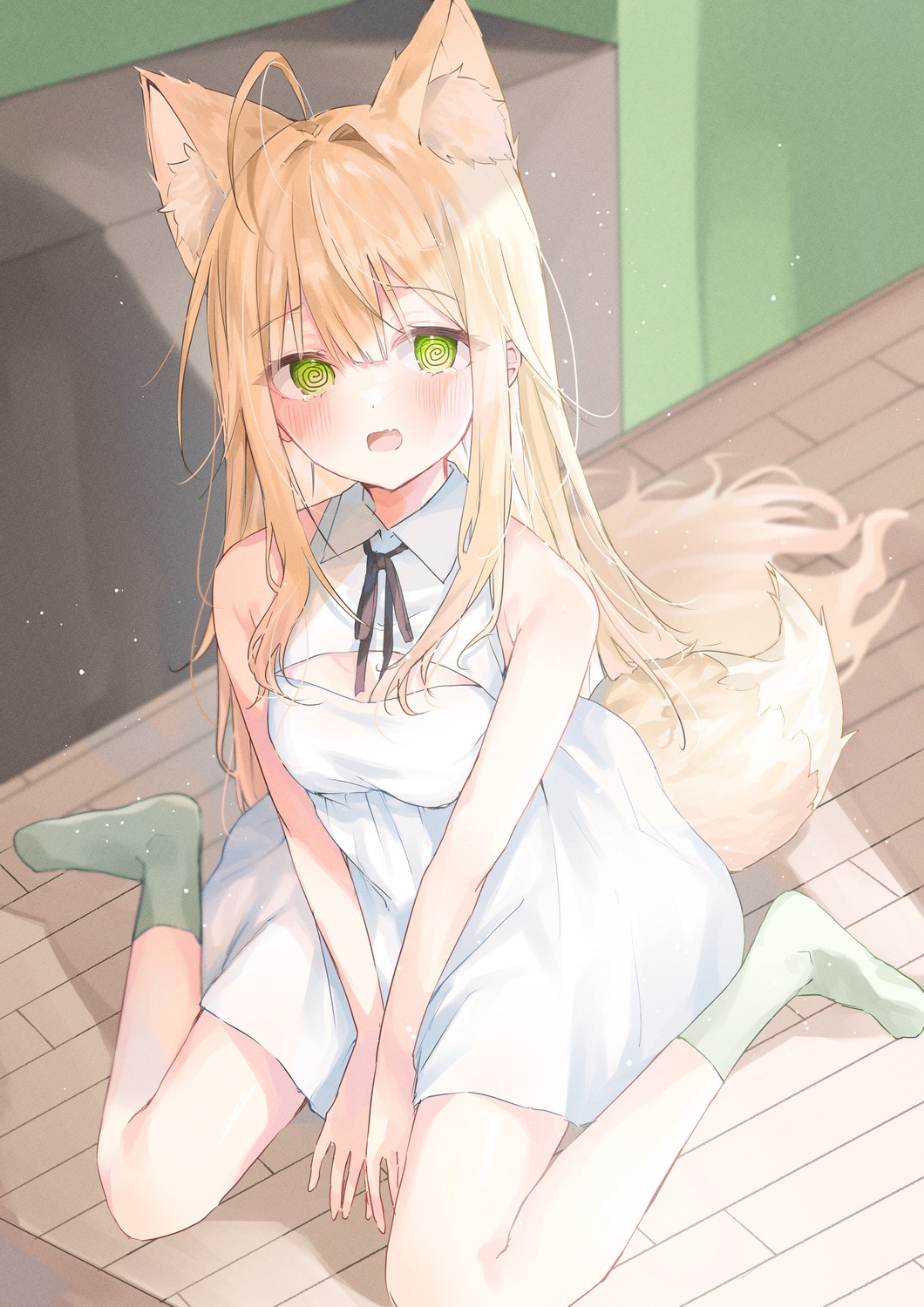 animal_ears, dress, kitsune, riri_(ri0177), tail