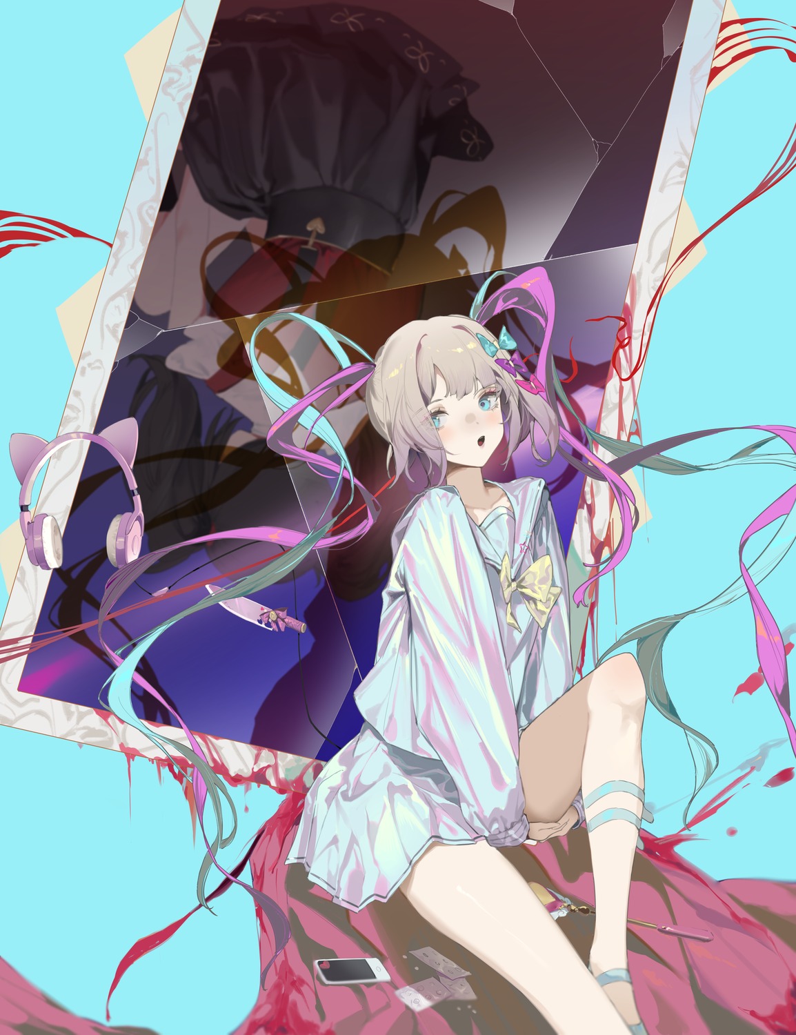 animal_ears, chouzetsusaikawa_tenshi-chan, headphones, kuo_(kuo114514), needy_girl_overdose, nekomimi, seifuku