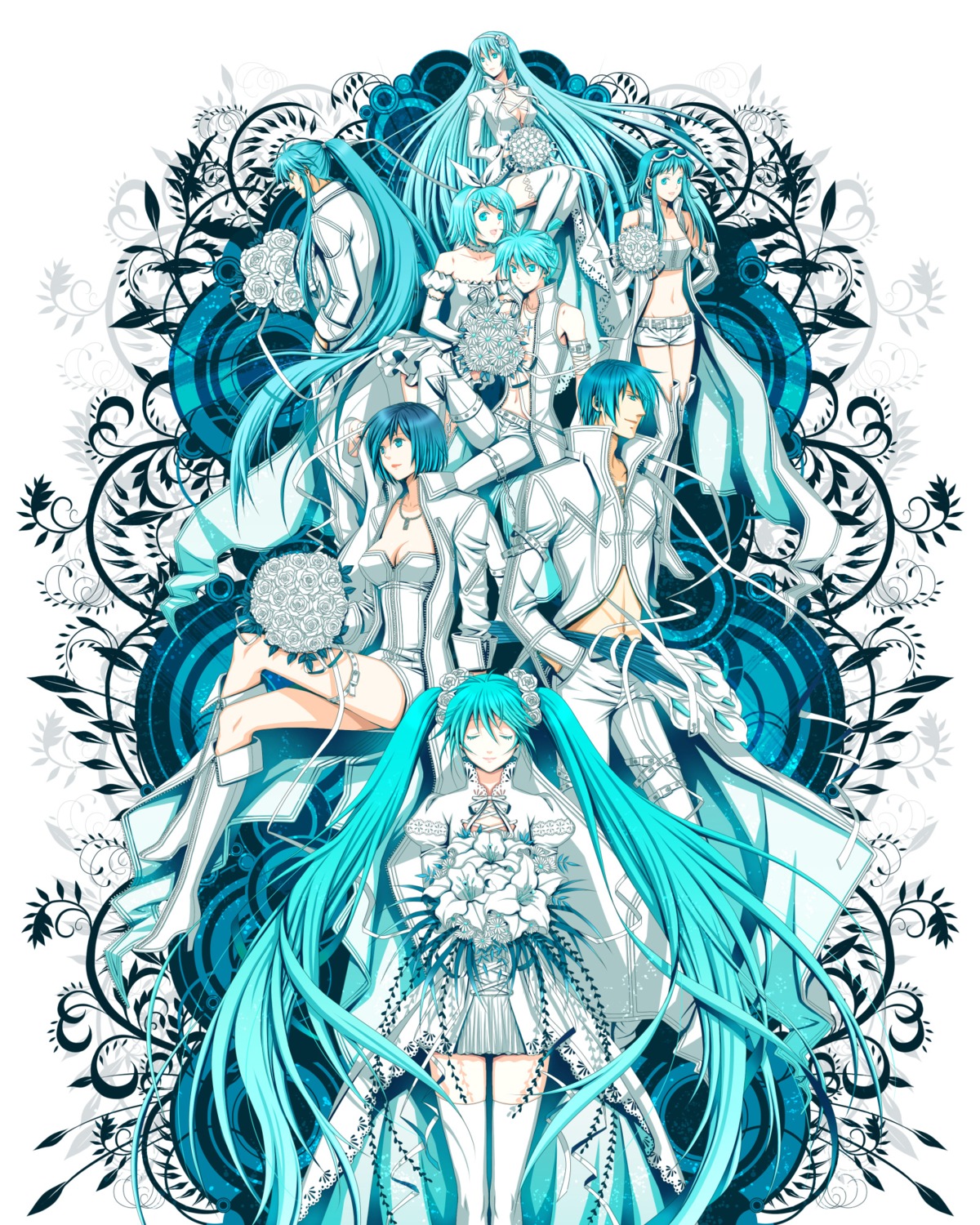 dress, gumi, hatsune_miku, kagamine_len, kagamine_rin, kaito, kamui_gakupo, megurine_luka