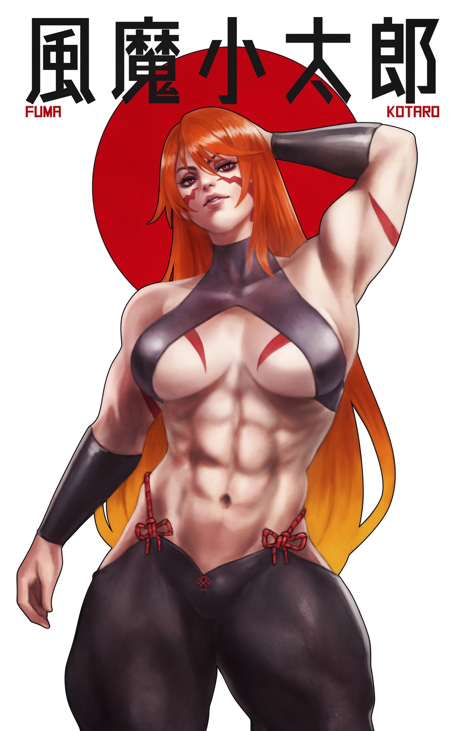 fuuma_kotarou_(tenkaichi), monori_rogue, no_bra, tattoo, tenkaichi_nihon_saikyou_bugeisha_ketteisen