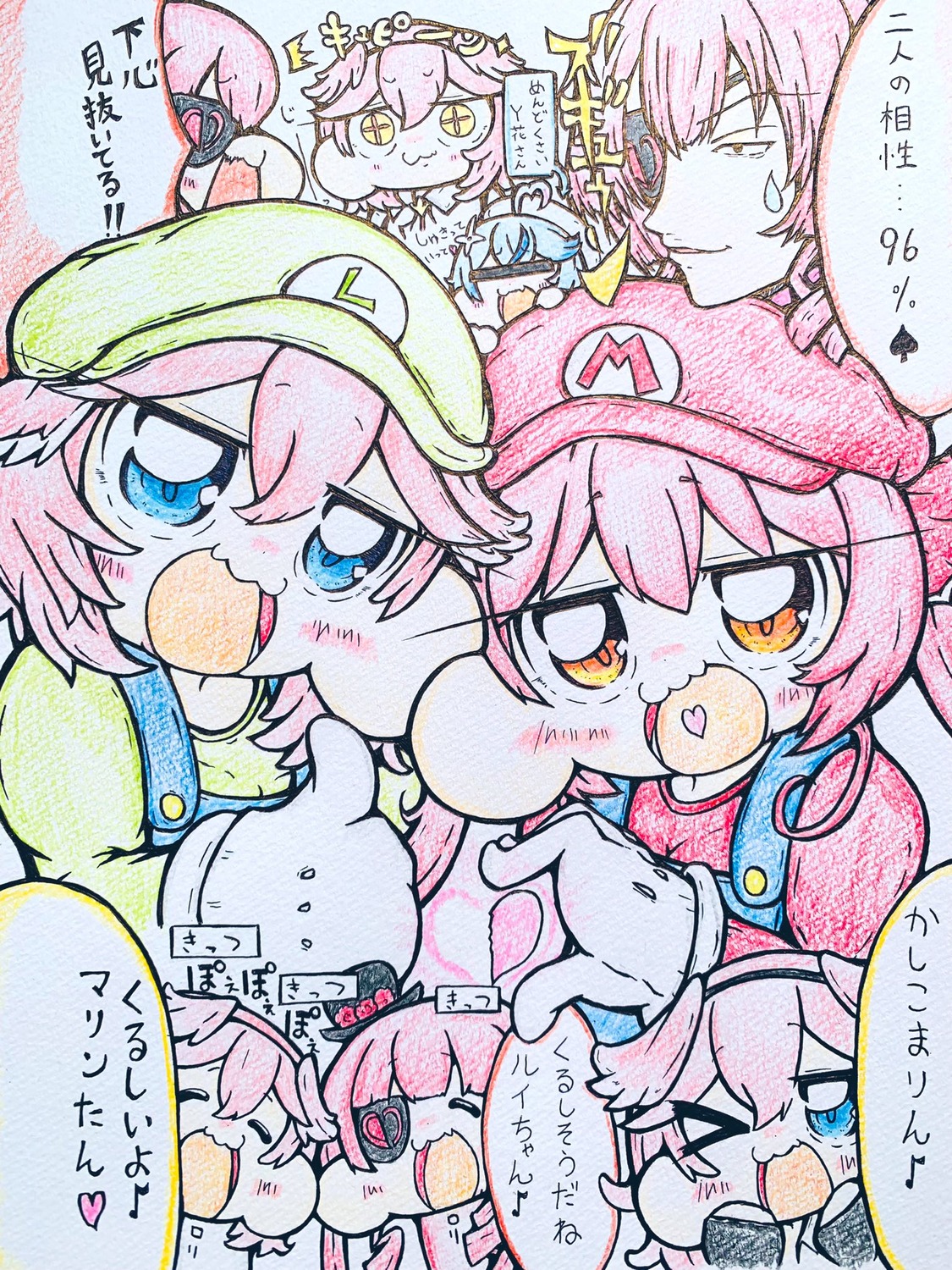 eyepatch, hololive, houshou_marine, mario_bros., nageyariitochan, sketch, takane_lui, wings