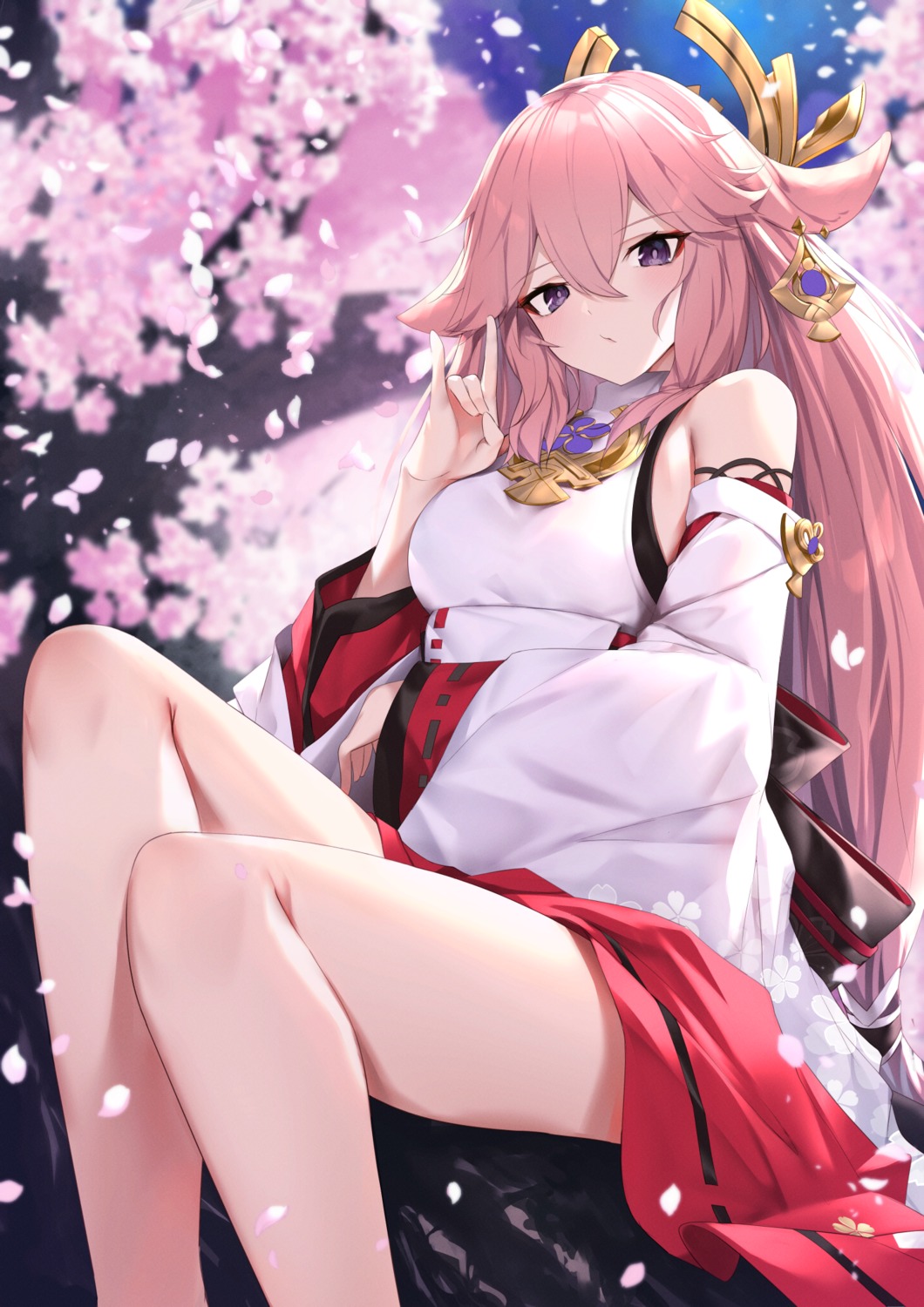 animal_ears, genshin_impact, japanese_clothes, kitsune, reuri_(tjux4555), yae_miko