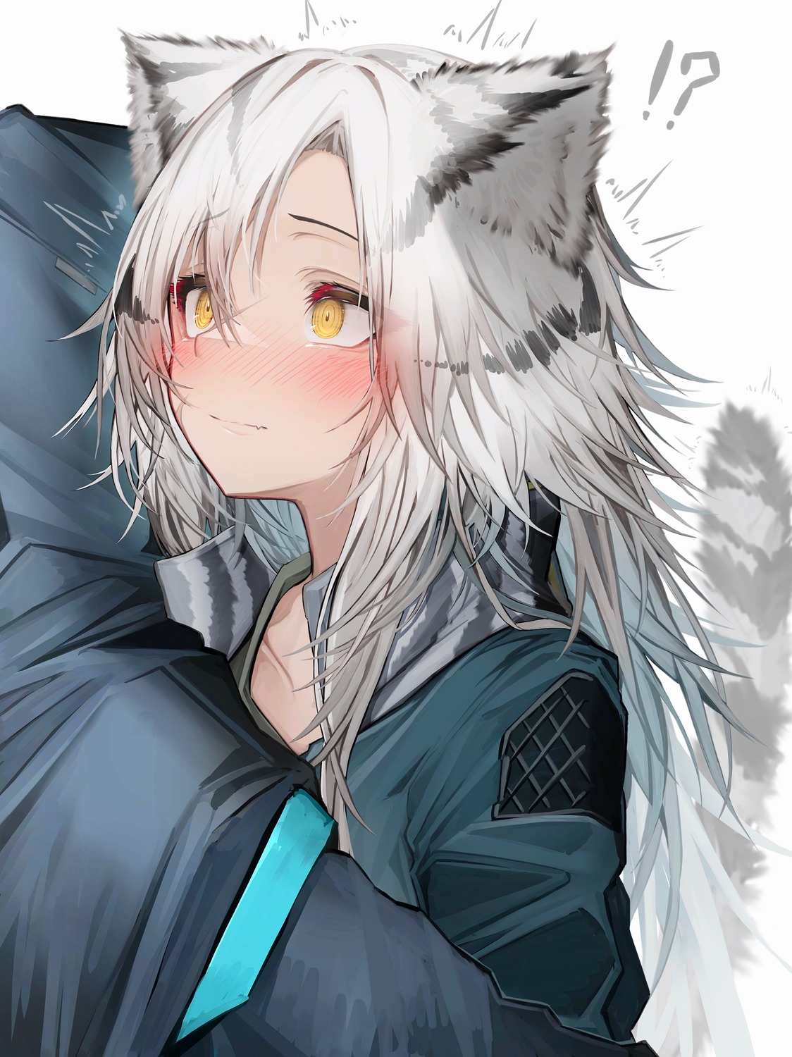 animal_ears, arknights, doctor_(arknights), indra_(arknights), nekomimi, tab_head, tail
