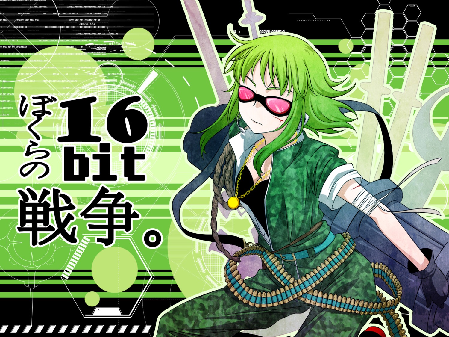 azrain, bokura_no_16bit_warz_(vocaloid), gumi, vocaloid, wallpaper