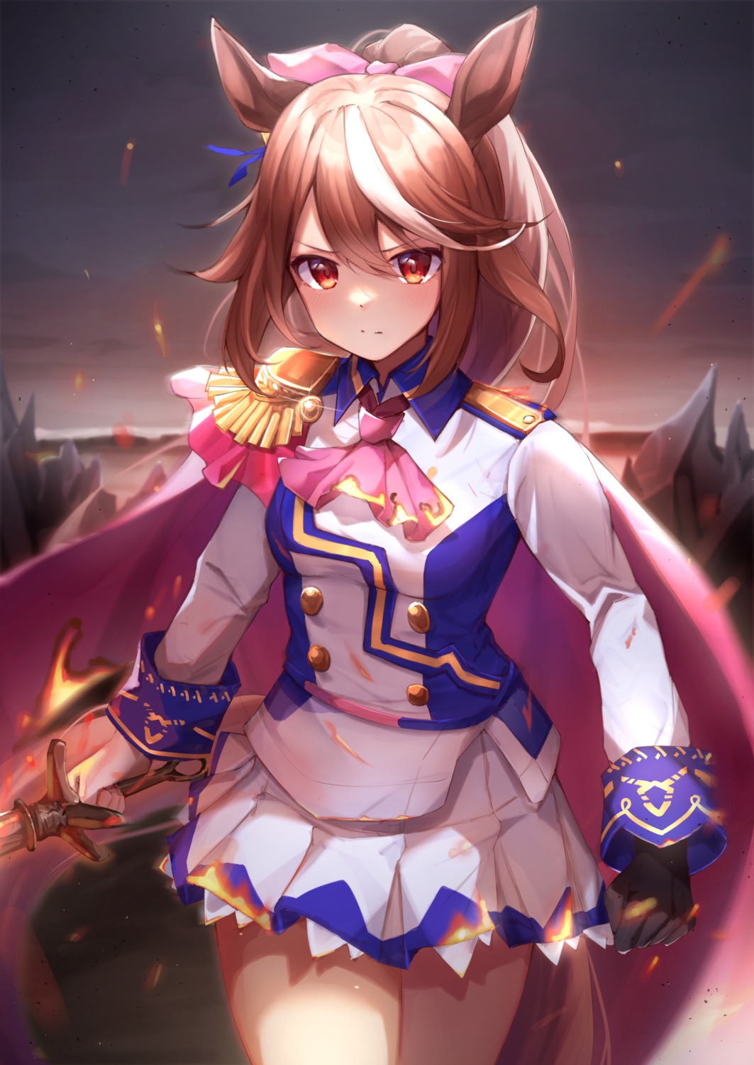 animal_ears, sword, tail, tokai_teio_(umamusume), tsujiya_okuyasu, uma_musume_pretty_derby, uniform