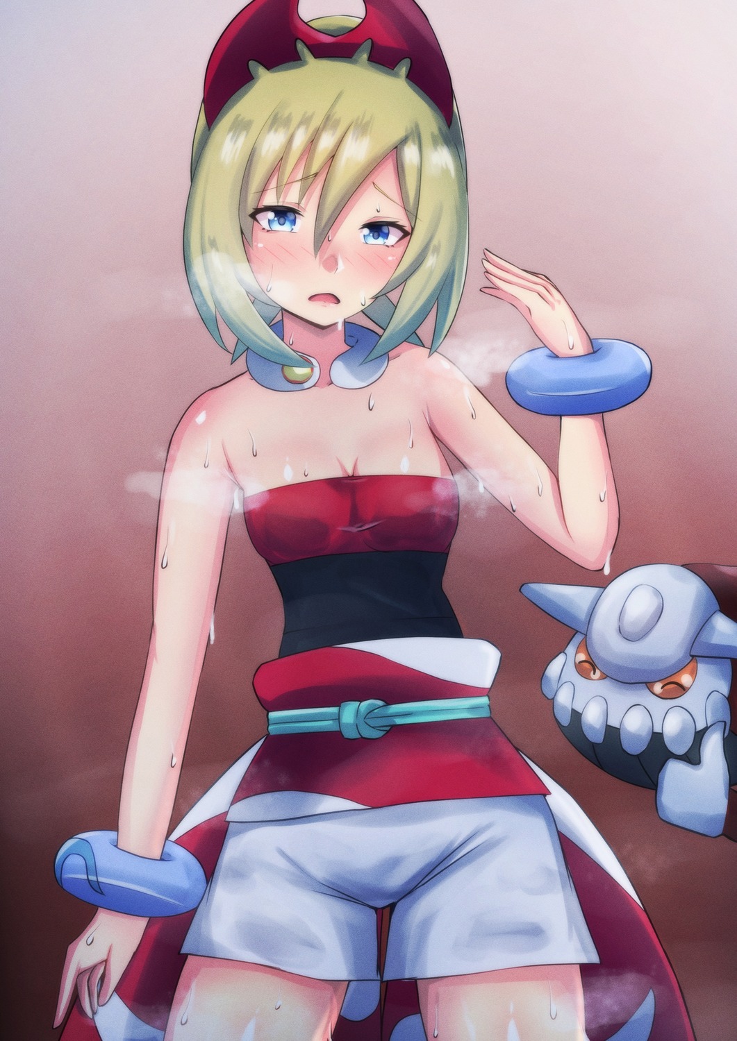 cleavage, heatran, kai_(pokemon), latte, no_bra, pokemon, pokemon_legends_arceus