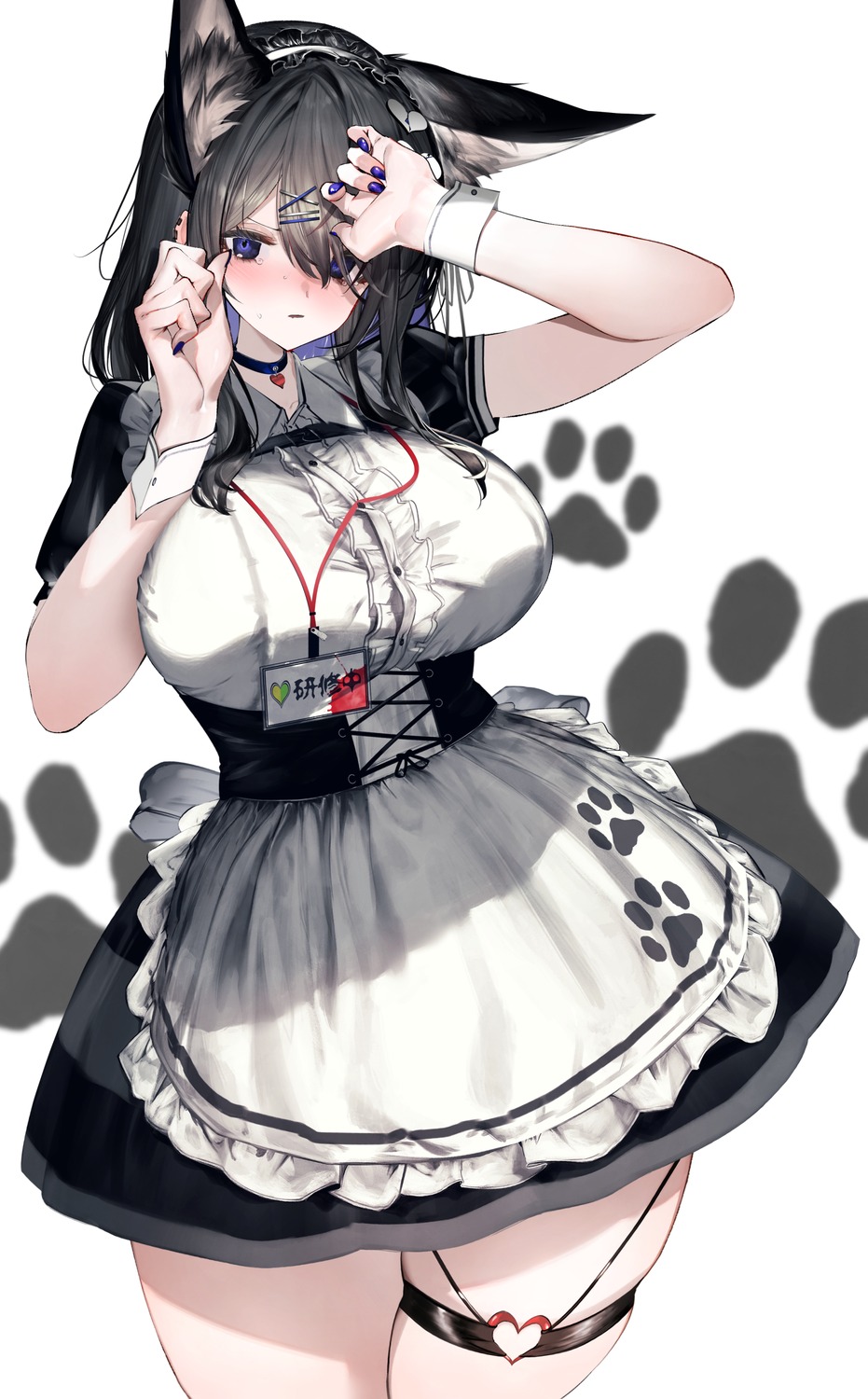 animal_ears, garter, ichini_(aaaraaaaaaaaa), maid