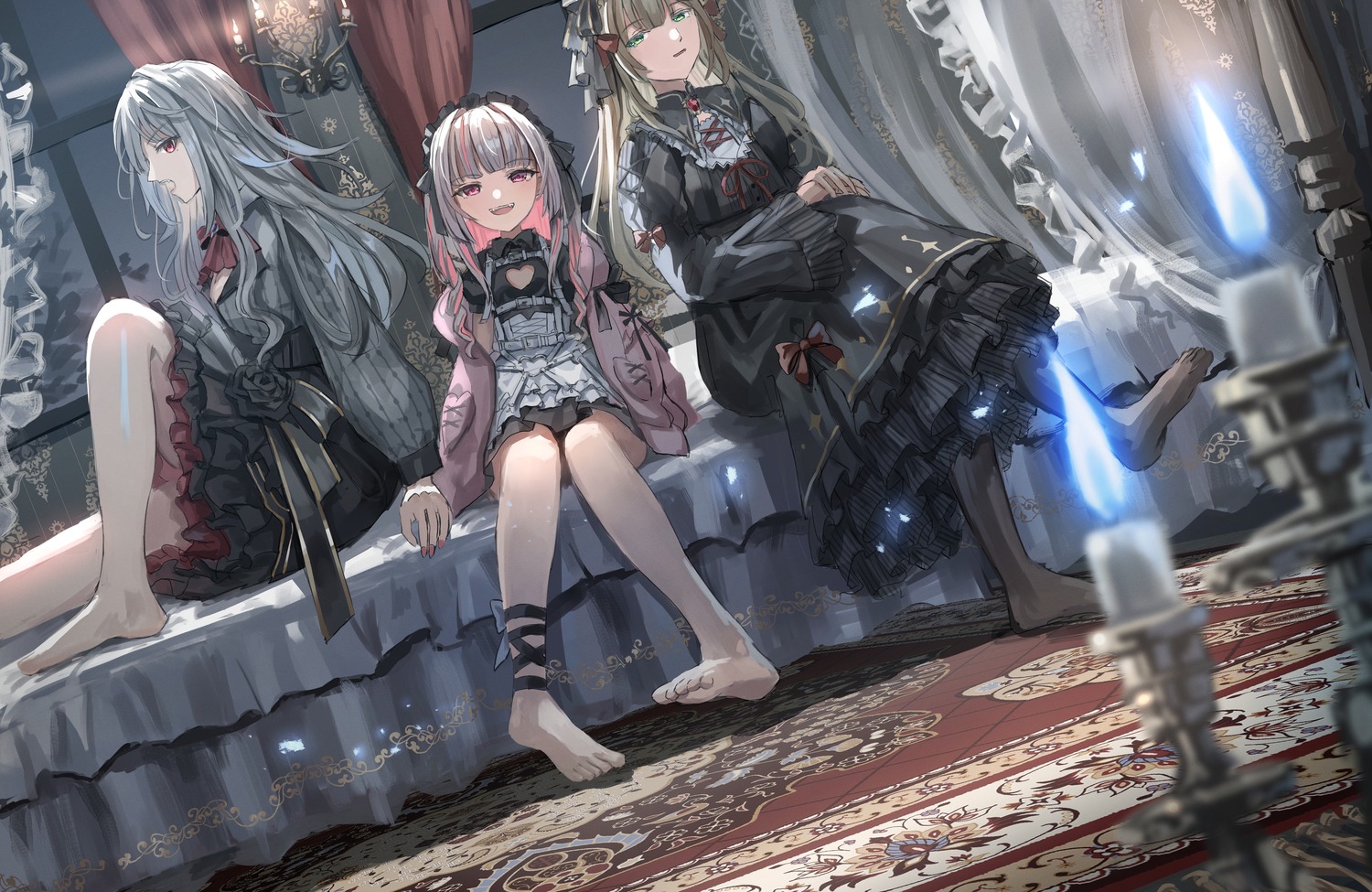 dress, feet, genderswap, gothic_lolita, kuzuha_(nijisanji), lolita_fashion, makaino_ririmu, nijisanji