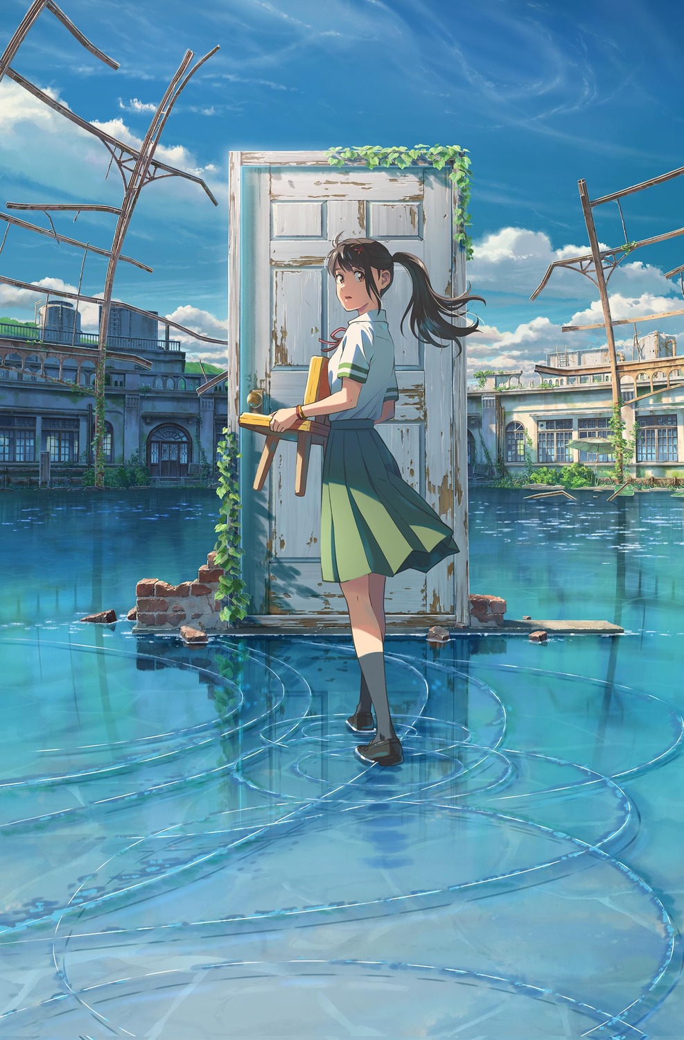 iwato_suzume, landscape, seifuku, shinkai_makoto, suzume_no_tojimari, wet
