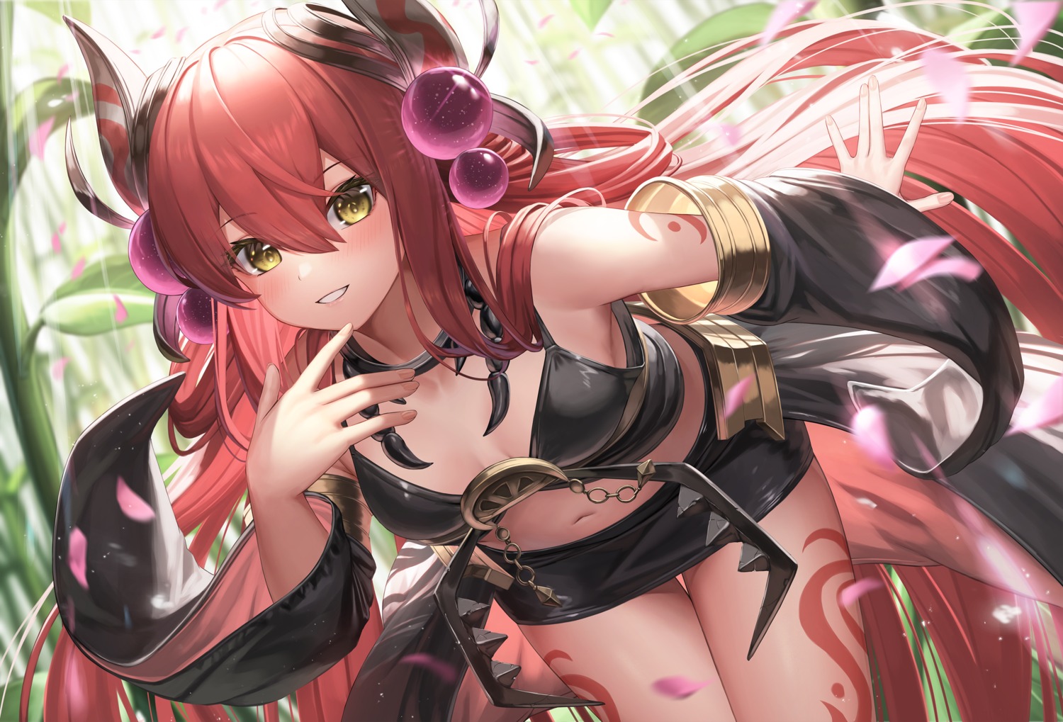 horns, no_bra, suraimu_(suraimuraimu), tattoo