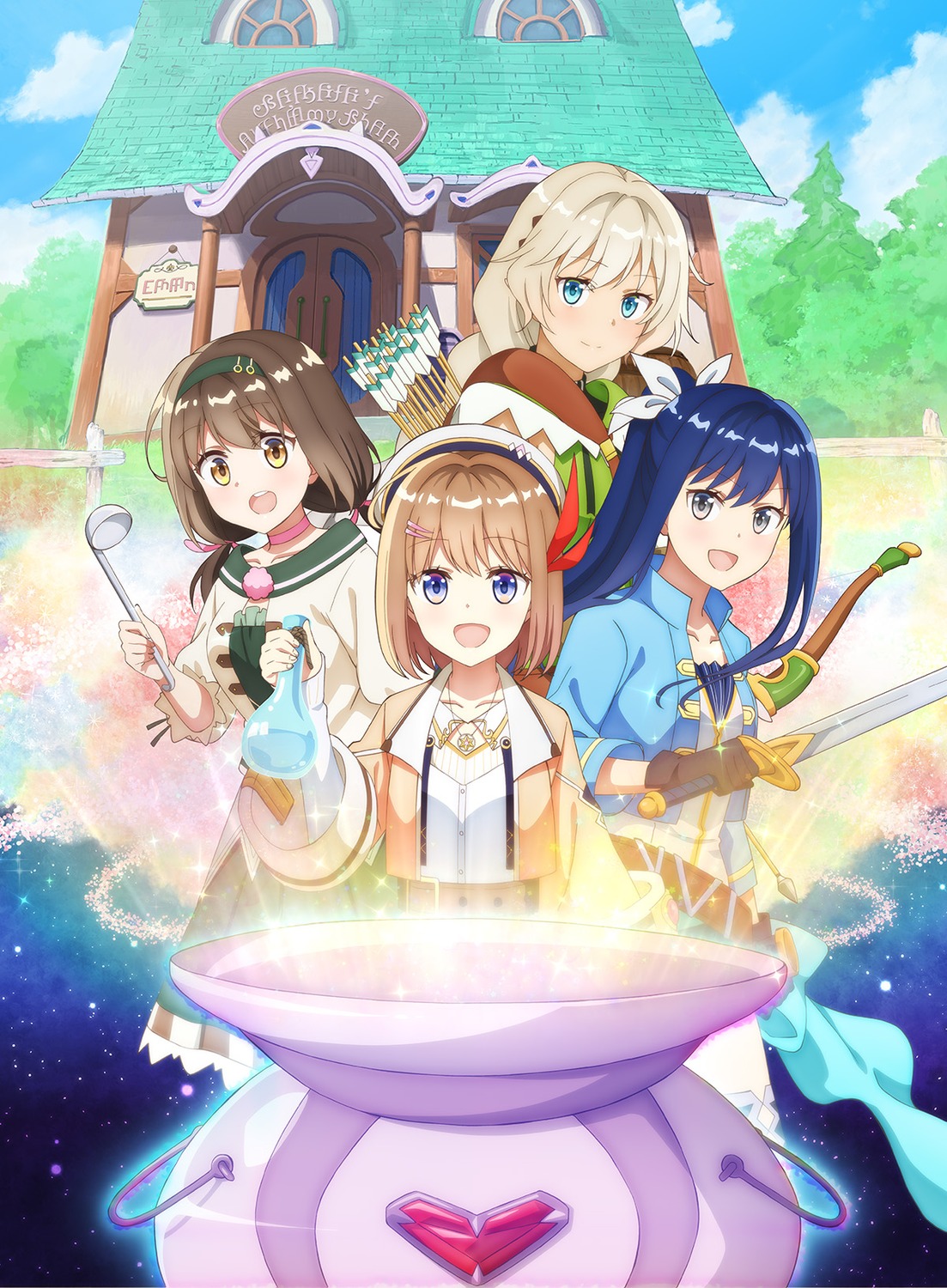 iris_lotze, kate_starven, lorea, sarasa_feed, shinmai_renkinjutsushi_no_tenpo_keiei, sword, tagme, weapon