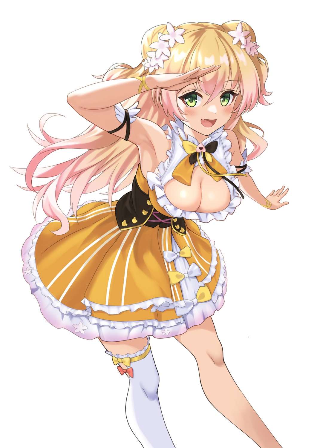 hololive, jiu_fanglianhua, momosuzu_nene, no_bra, thighhighs