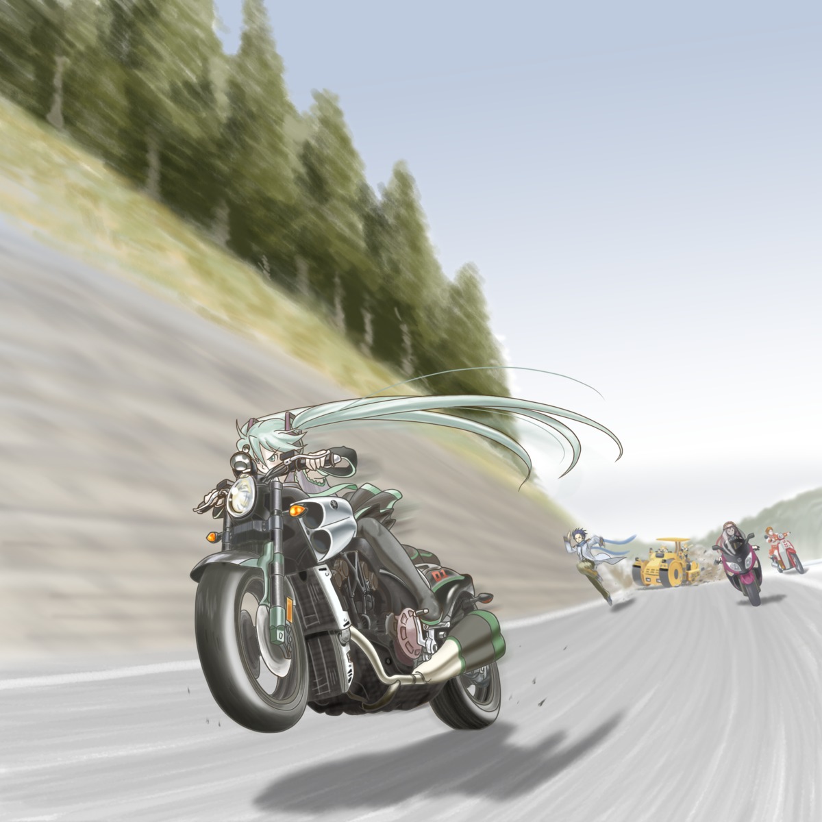 hatsune_miku, kagamine_len, kagamine_rin, kaito, landscape, megurine_luka, meiko, nkquatre_kat, vocaloid
