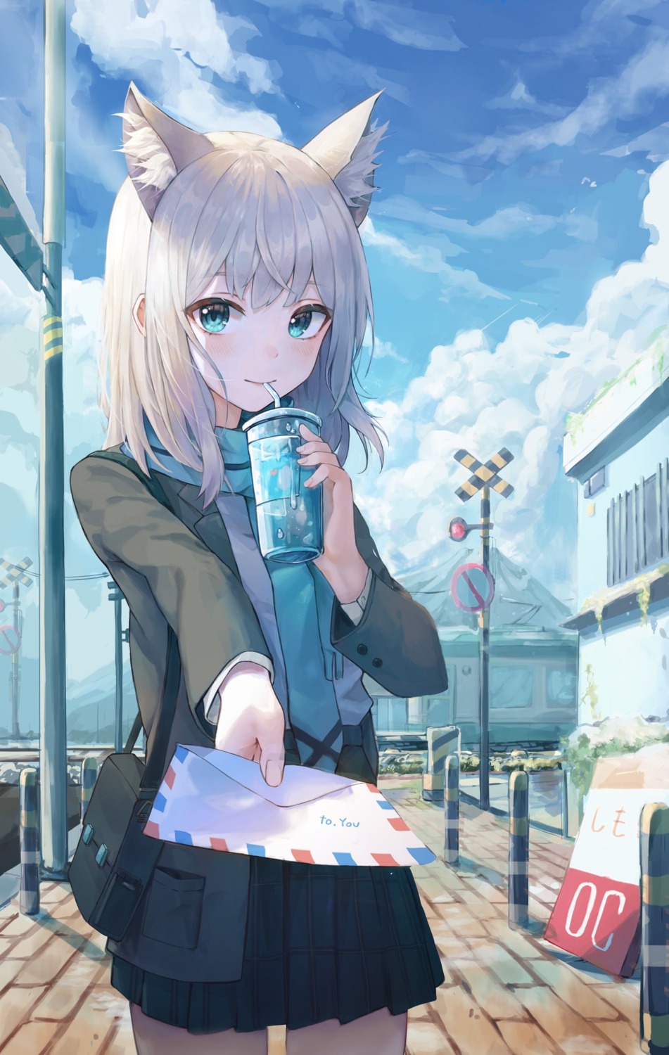 animal_ears, blue_archive, nekomimi, seifuku, simo_(user_fshg3833), sunaookami_shiroko