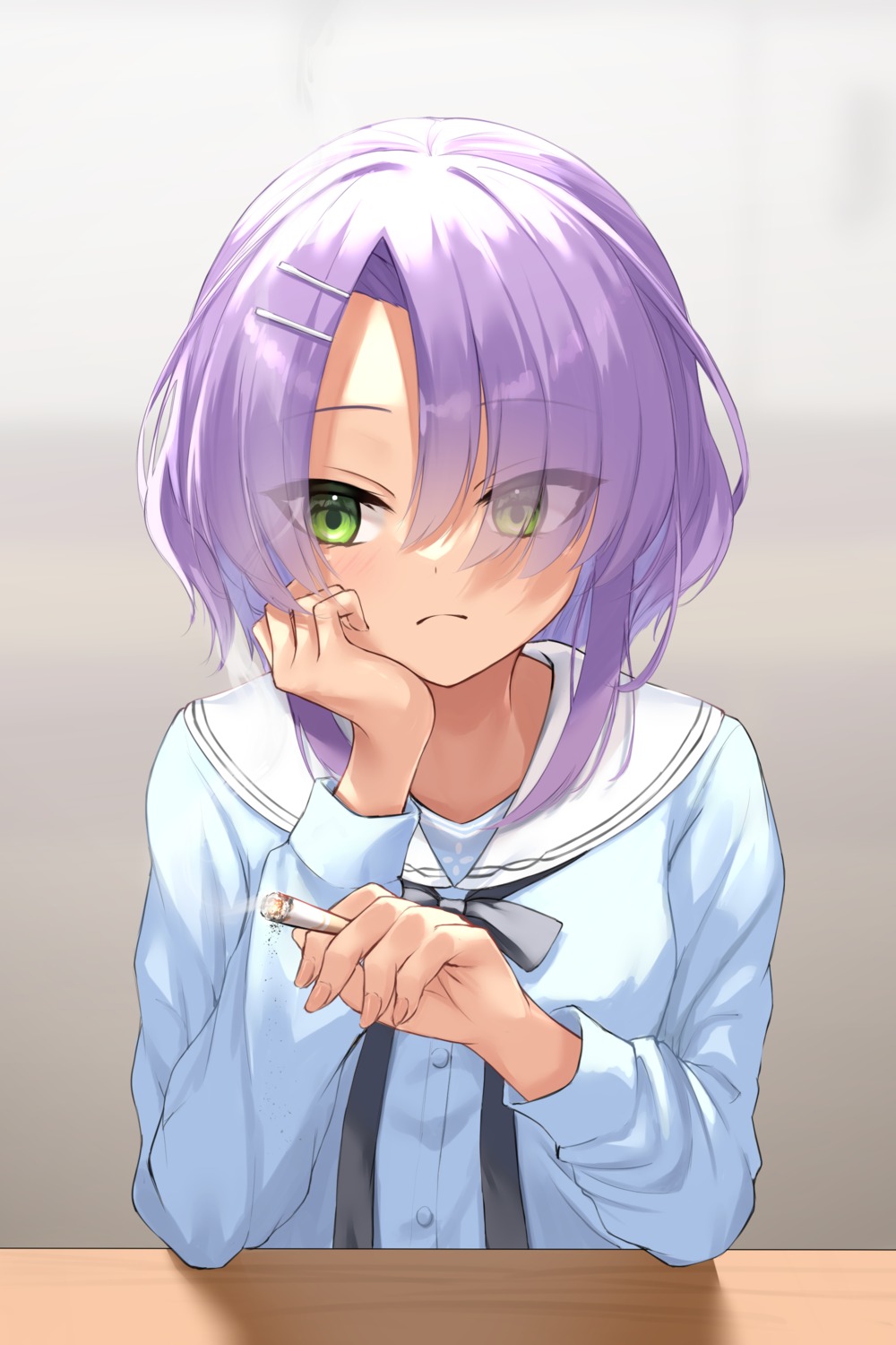 cafe_stella_to_shinigami_no_chou, hiuchidani_mei, seifuku, smoking, tagme