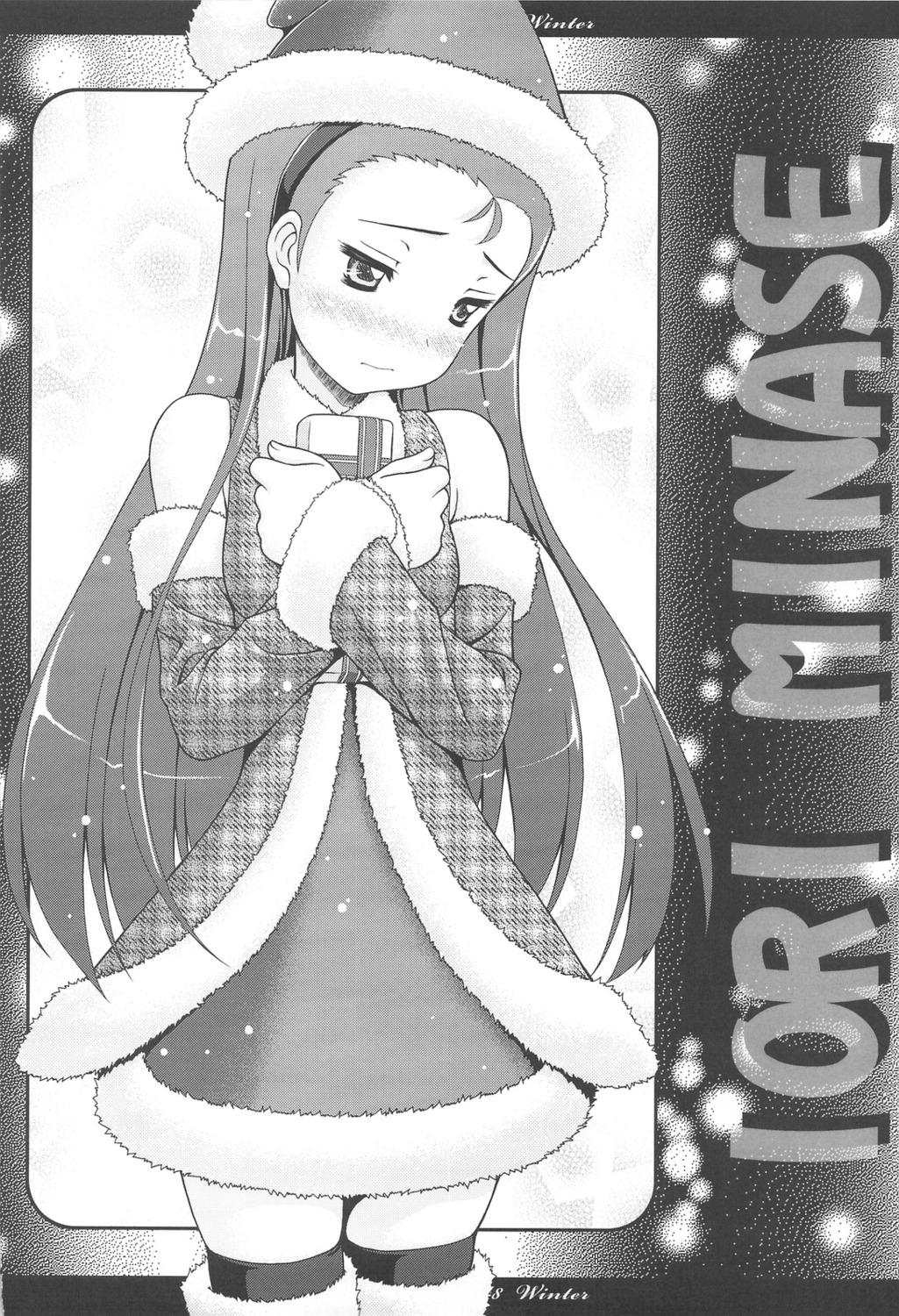 christmas, minase_iori, monochrome, sin-go, the_idolm@ster, thighhighs, tiny_feather