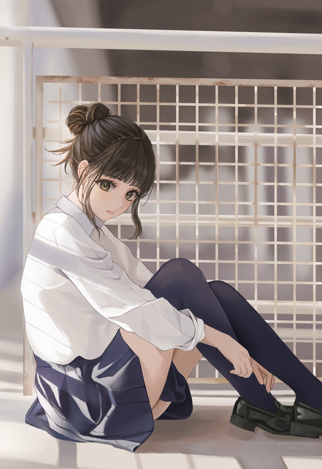 paran, seifuku, skirt_lift, thighhighs