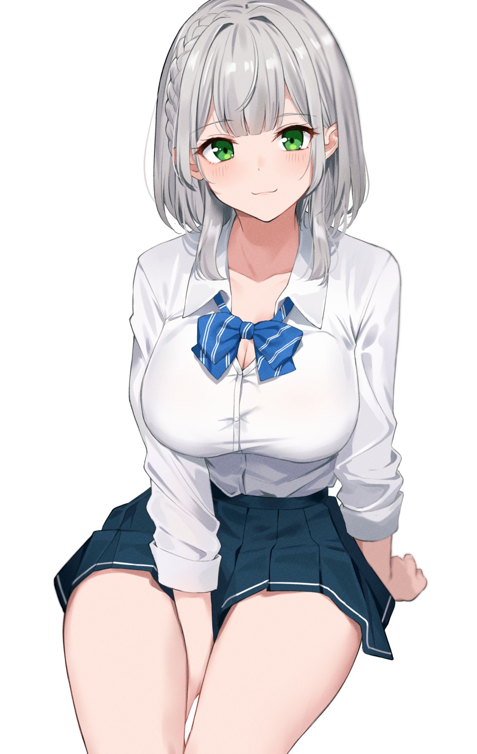 cleavage, hololive, rin_(rinfamm), seifuku, shirogane_noel