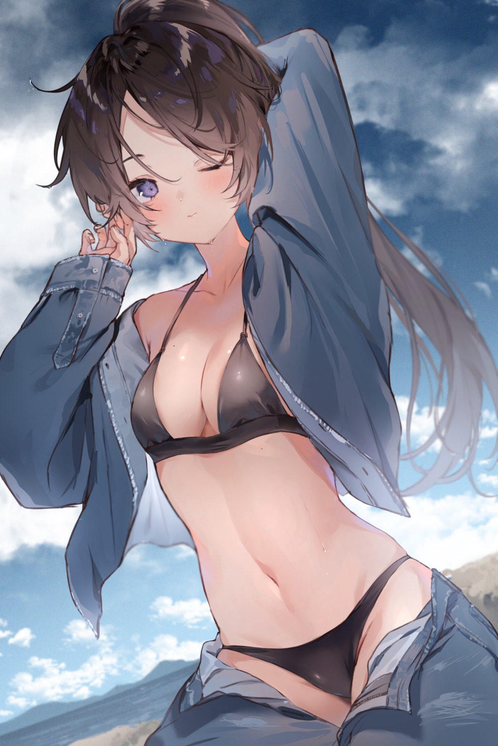 bikini, harui_(hr_x9_), open_shirt, swimsuits