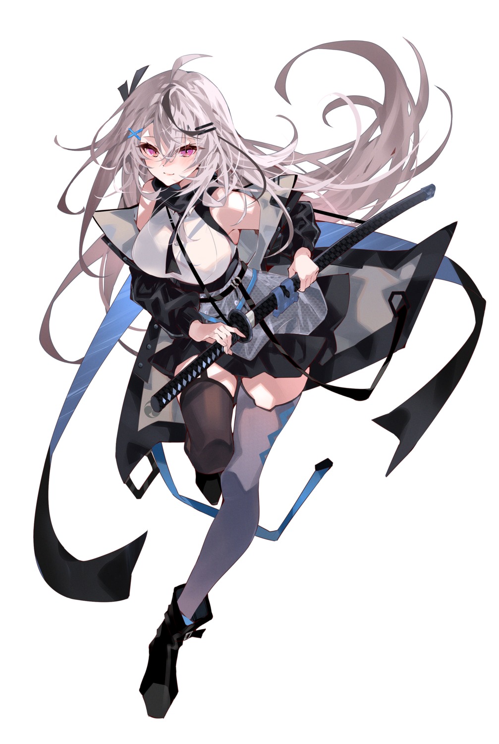 arutera, shusui_rei, stockings, sword, thighhighs