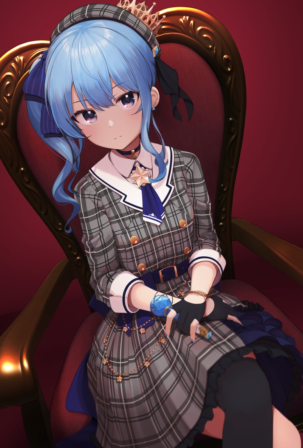 basa_rutan, dress, hololive, hoshimachi_suisei, thighhighs