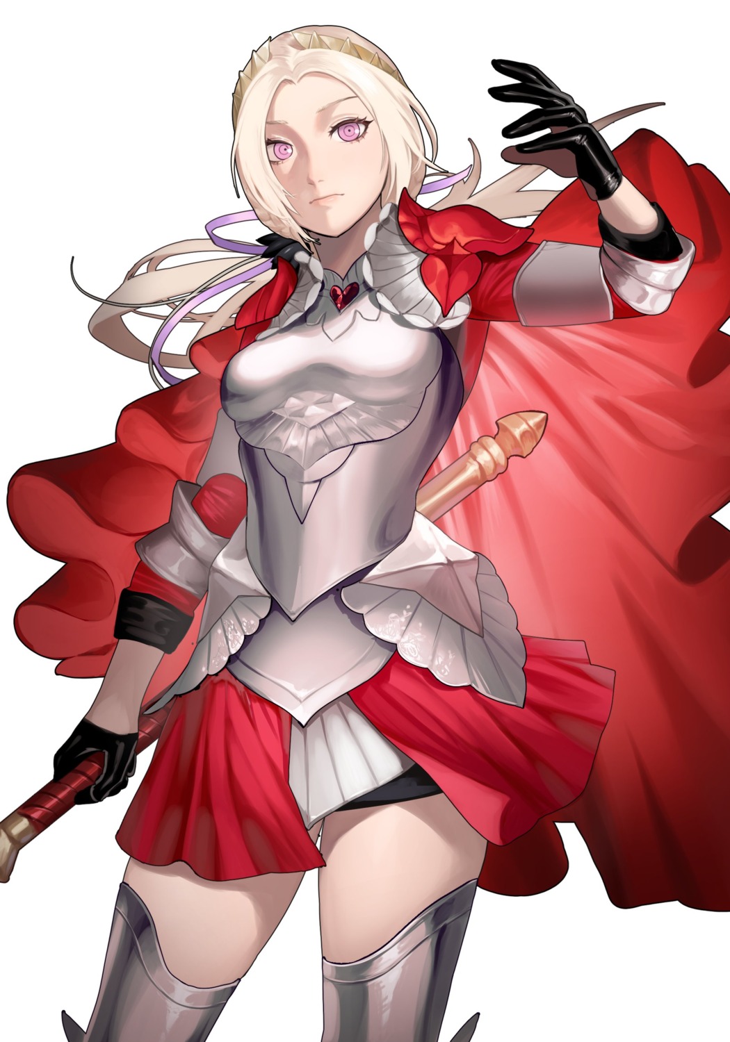 armor, edelgard_von_hresvelg, fire_emblem, fire_emblem_three_houses, fire_emblem_warriors:_three_hopes, hanny_(uirusu_chan), thighhighs, weapon
