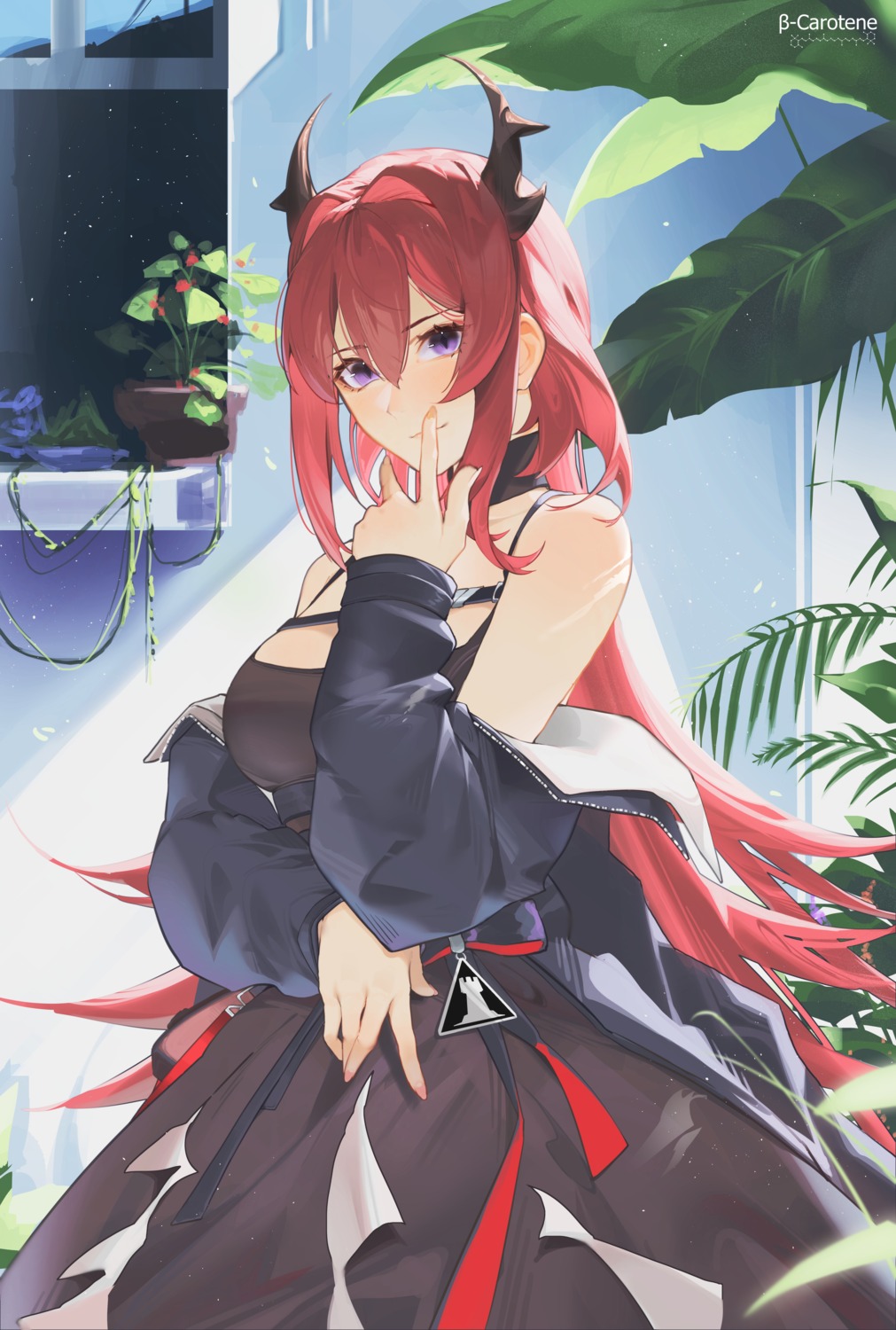 arknights, dress, horns, lufi_ays, surtr_(arknights)