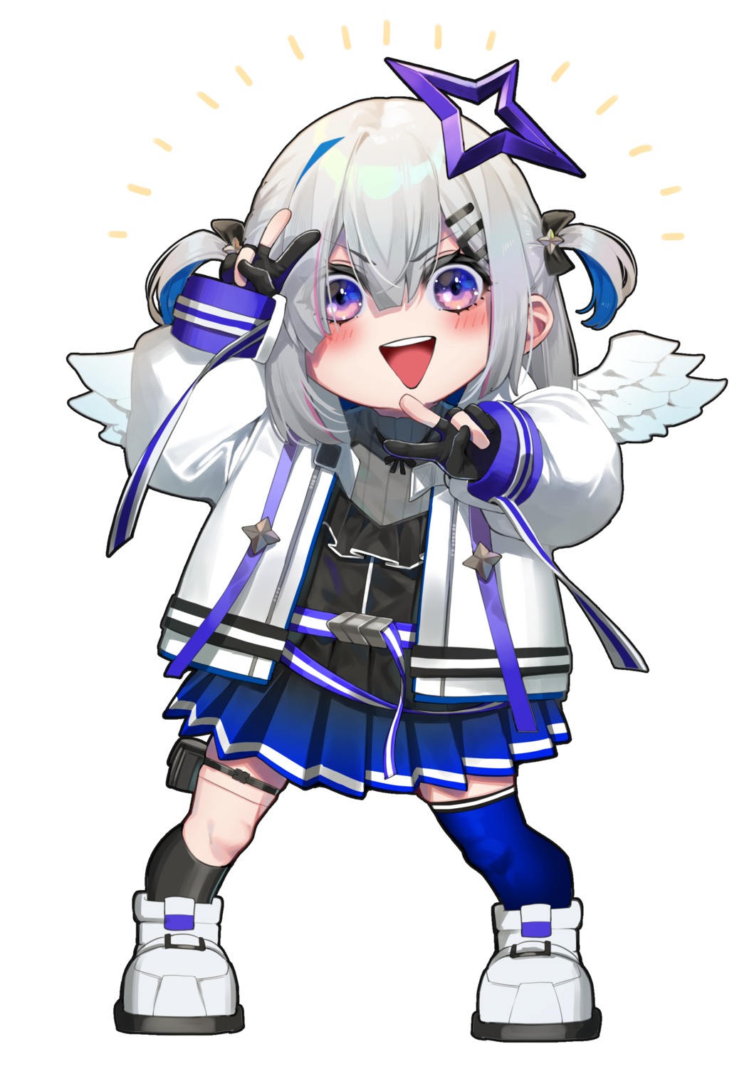 amane_kanata, angel, chibi, dress, garter, hololive, mikan_(chipstar182), thighhighs