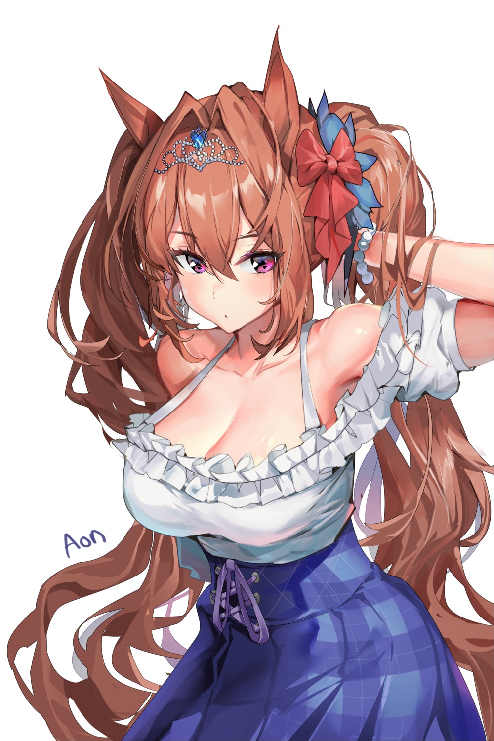 a_(sofi3103), animal_ears, cleavage, daiwa_scarlet_(umamusume), dress, uma_musume_pretty_derby