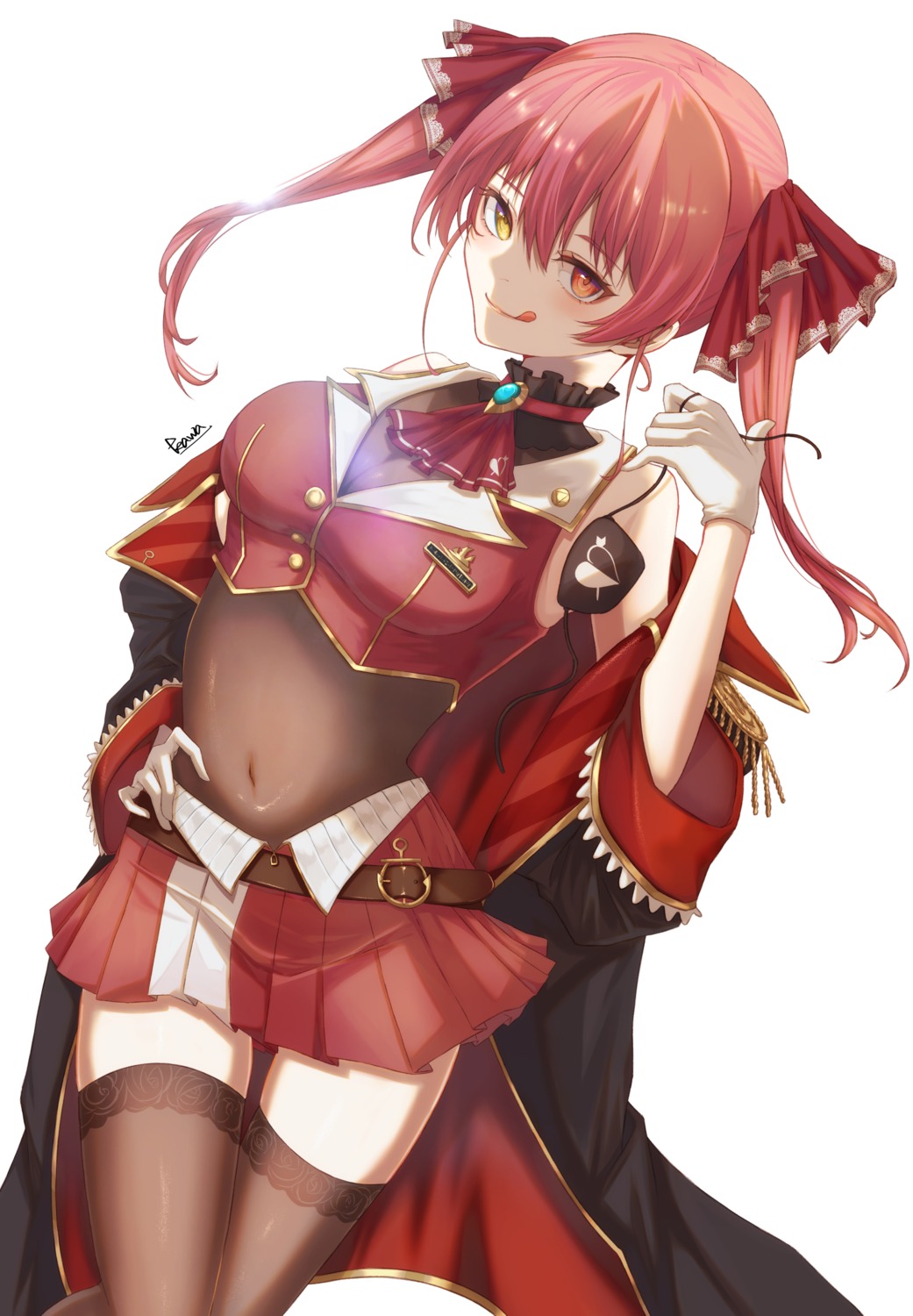 heterochromia, hololive, houshou_marine, kawa, thighhighs