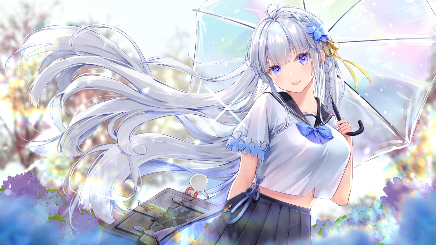akasaka_asa, houchi_shoujo, see_through, seifuku, umbrella