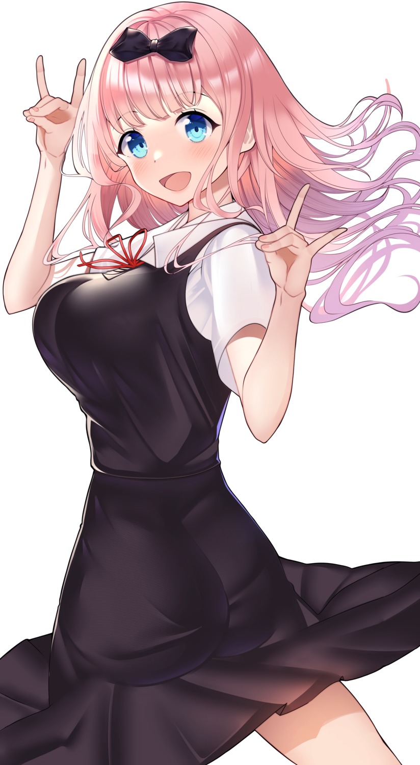 fujiwara_chika, kaguya-sama_wa_kokurasetai_~tensai-tachi_no_renai_zunousen~, kaku_yone, seifuku, skirt_lift
