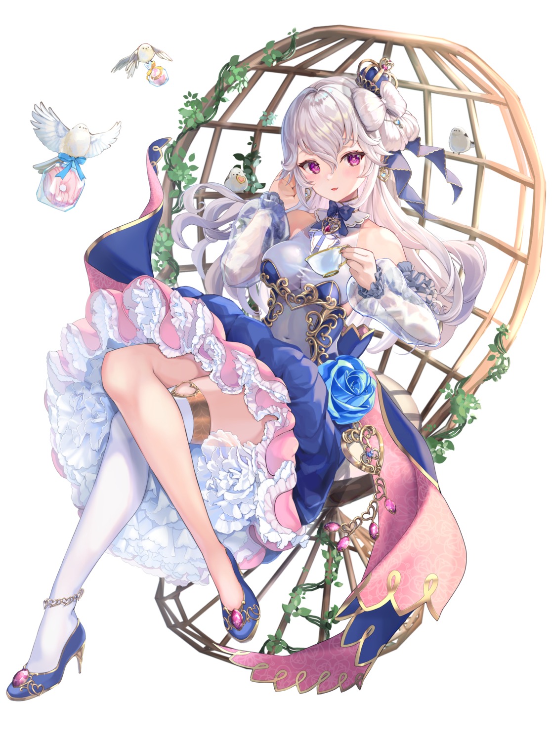 dress, heels, houchi_shoujo, pi_tayuko, see_through, thighhighs