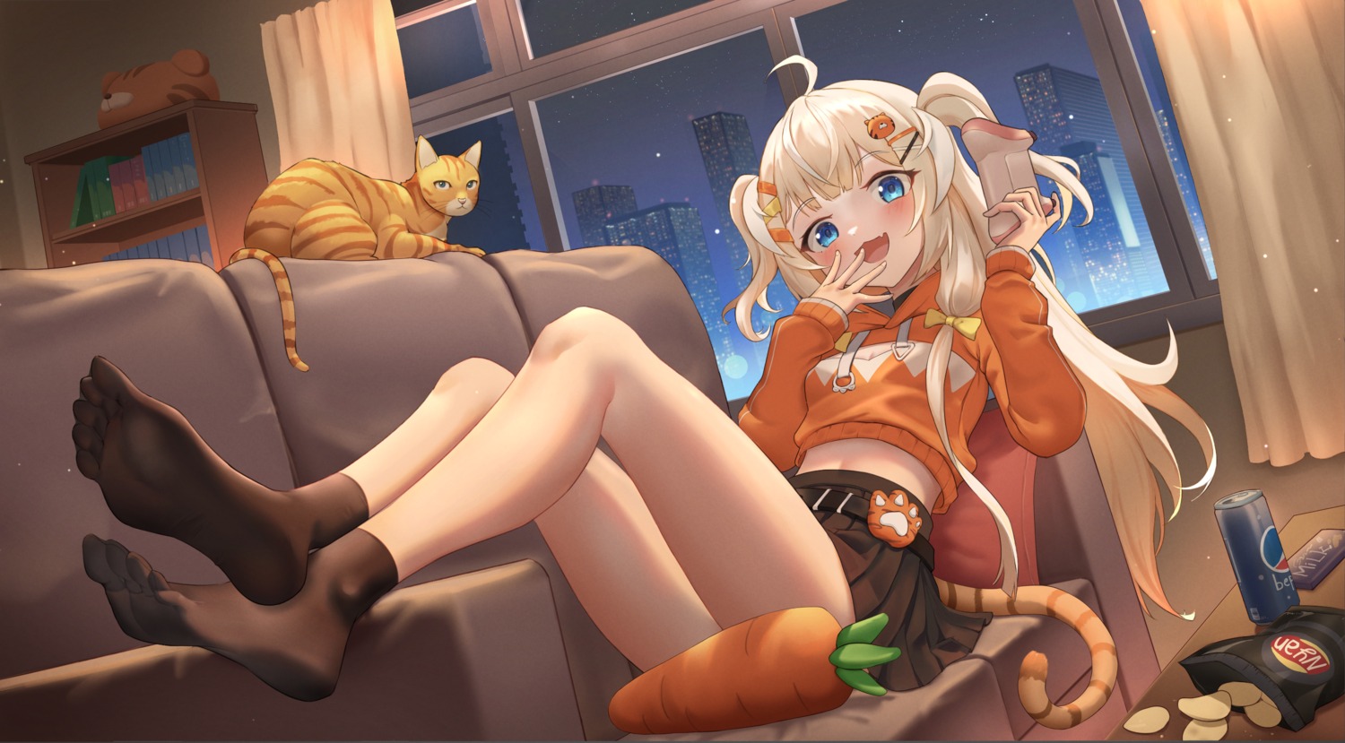 dorarevive, feet, indie_virtual_youtuber, neko, shabel_tonya, skirt_lift, tail
