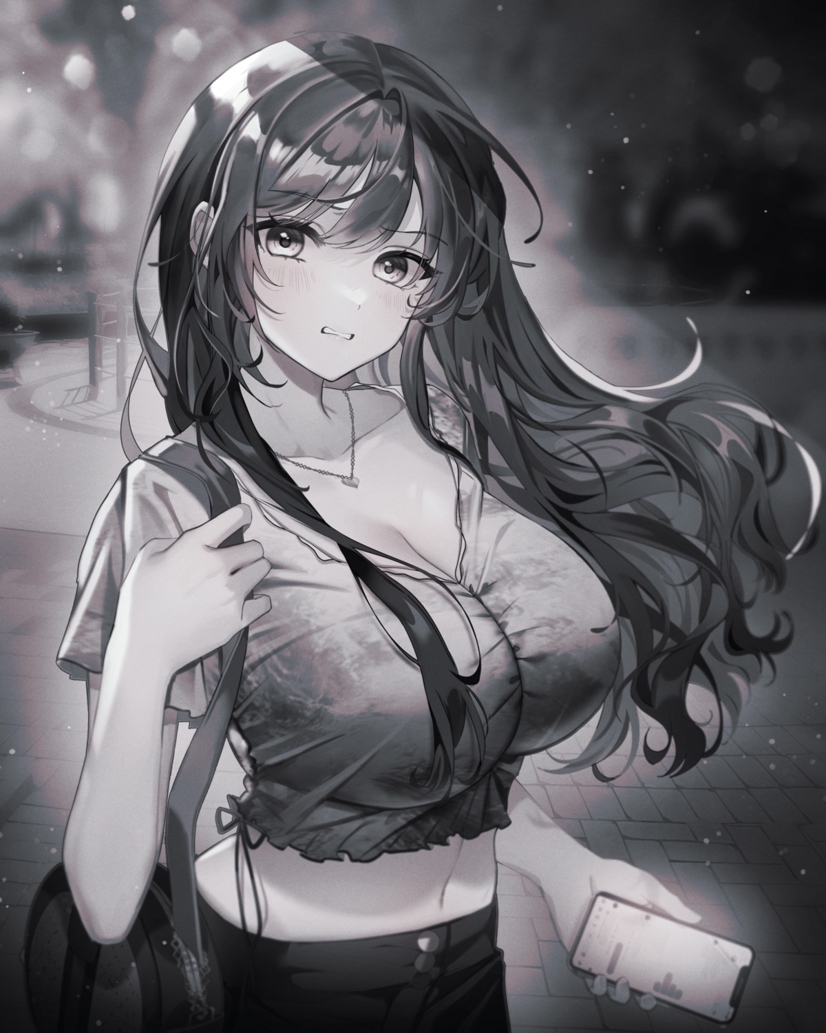 cleavage, monochrome, s2mias2