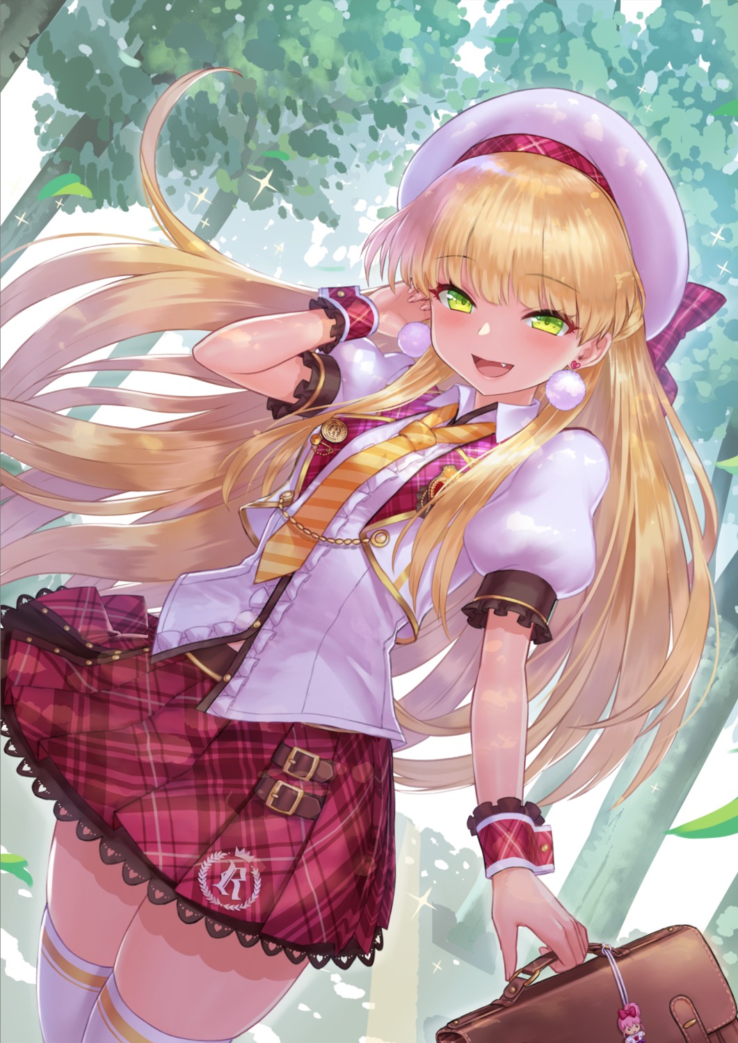 jougasaki_rika, seifuku, skirt_lift, the_idolm@ster, the_idolm@ster_cinderella_girls, thighhighs, yapo_(croquis_side)