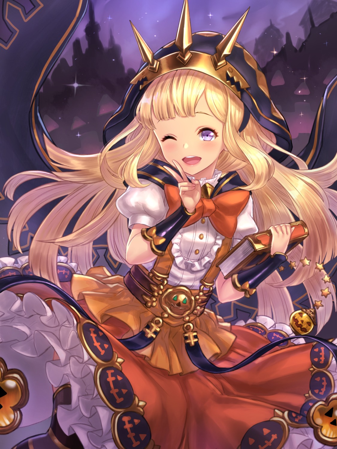 cagliostro_(granblue_fantasy), dress, granblue_fantasy, lolita_fashion, skirt_lift, thighhighs, yapo_(croquis_side)