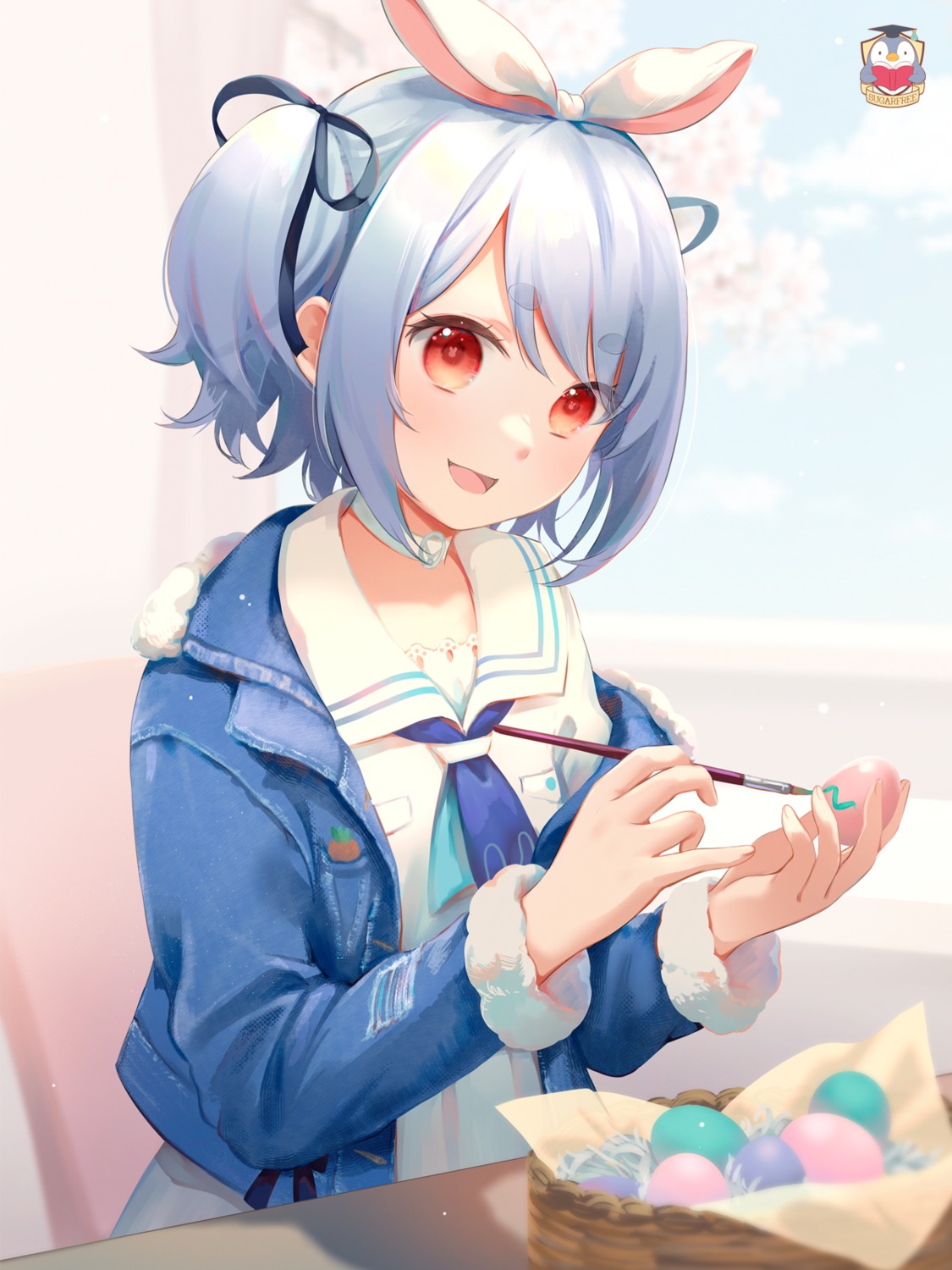 animal_ears, bunny_ears, hololive, kamui_(kamuikaoru), penguin, seifuku, usada_pekora