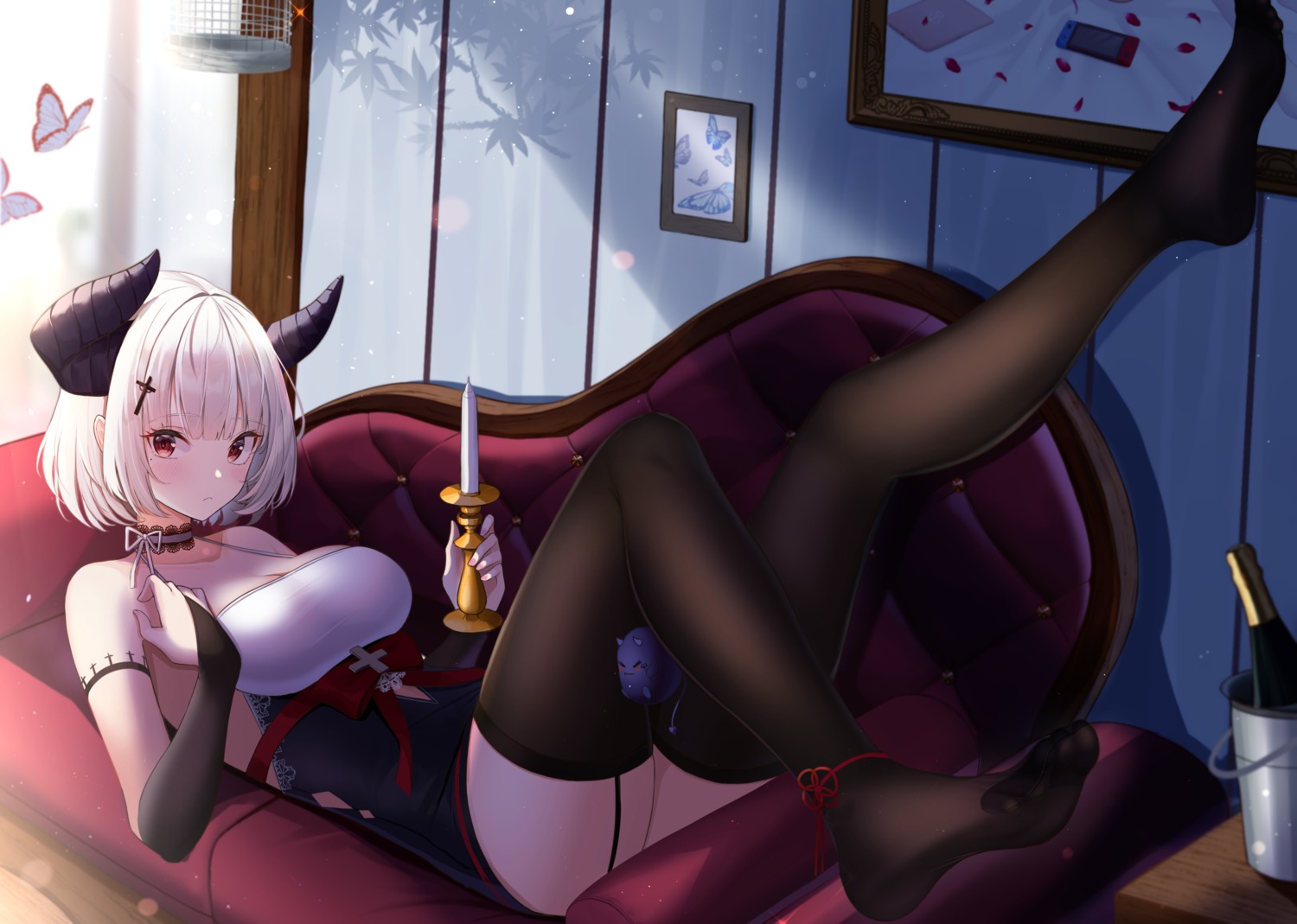 feet, horns, jayamon, stockings, thighhighs