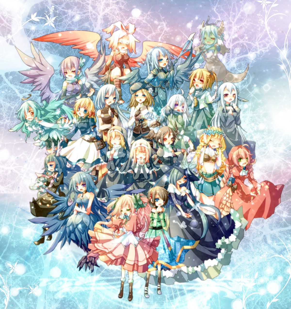 arima, dress, horns, pixiv_fantasia, wings