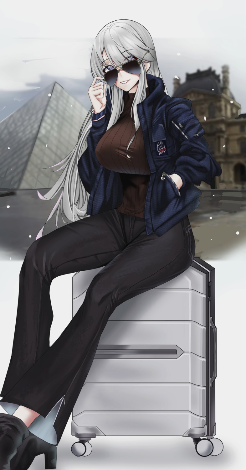 azur_lane, enterprise_(azur_lane), heels, megane, sweater, uniform, zhemuxuanhua