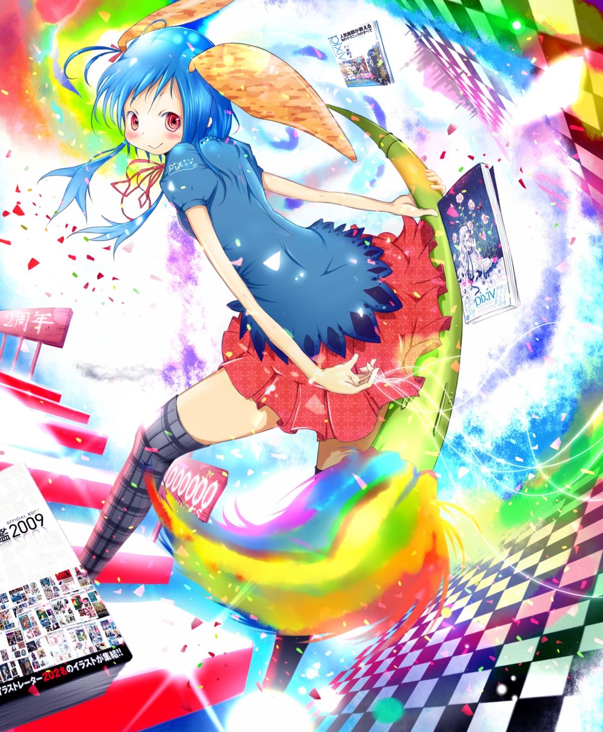 animal_ears, pixiv-tan, sharurii, thighhighs