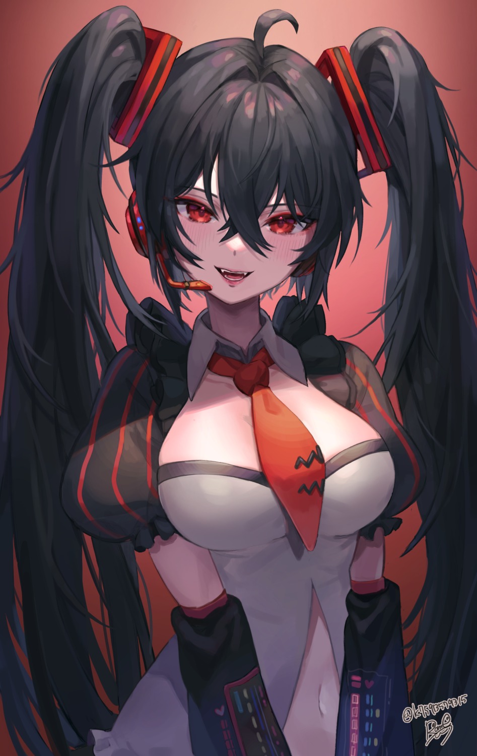 hatsune_miku, headphones, lerome, vocaloid, zatsune_miku