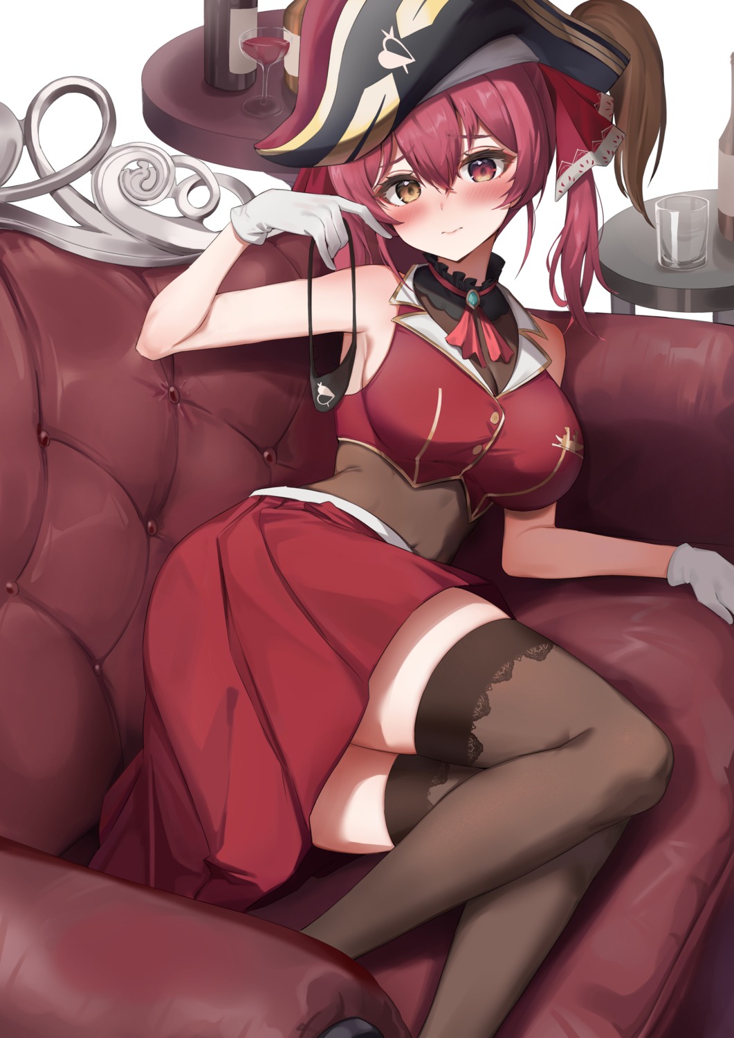 heterochromia, hololive, houshou_marine, pharamacom, pirate, thighhighs