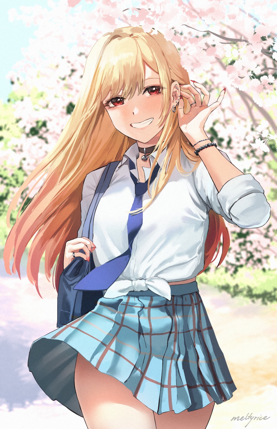 kitagawa_marin, meltyrice, seifuku, shirt_lift, sono_bisque_doll_wa_koi_wo_suru