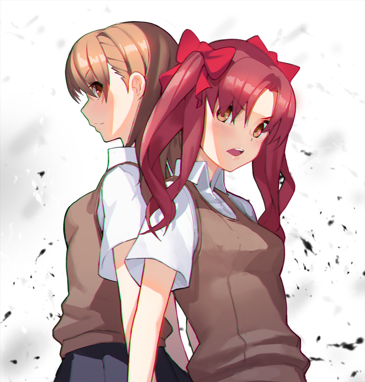migu_(iws2525), misaka_mikoto, seifuku, shirai_kuroko, sweater, toaru_kagaku_no_railgun, toaru_majutsu_no_index