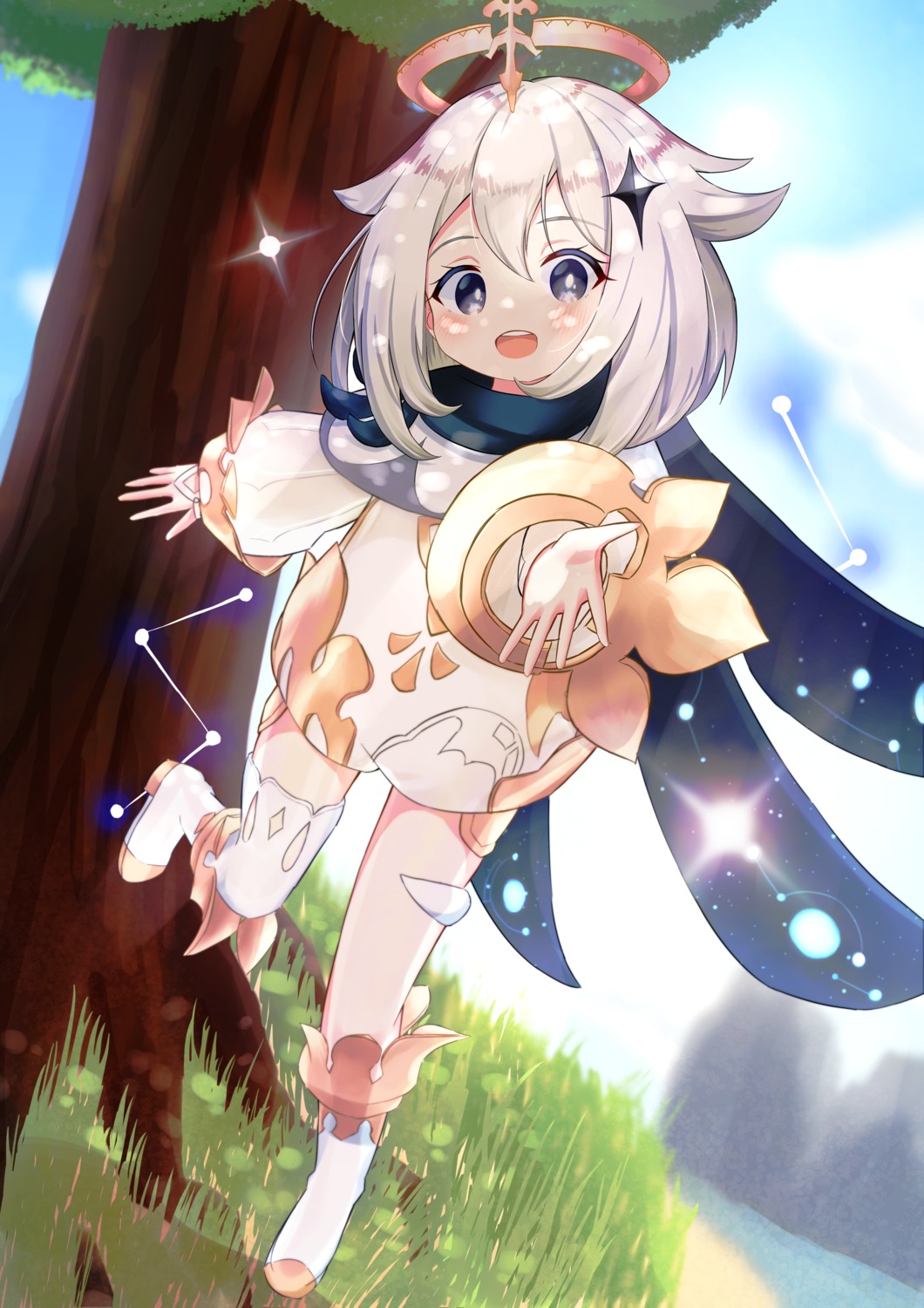 dress, genshin_impact, paimon, siera_(sieracitrus), thighhighs
