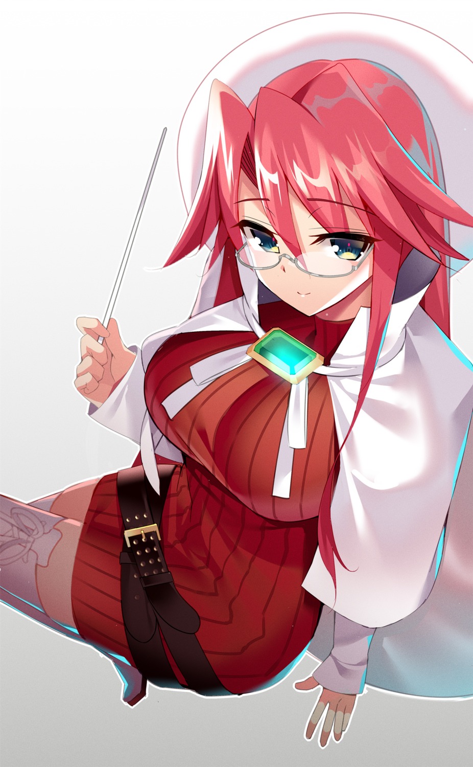 dress, machimura_komori, megane, sweater, thighhighs