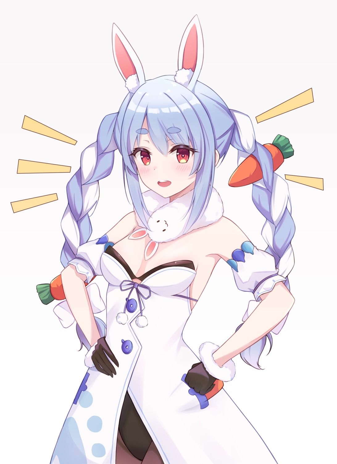 animal_ears, bunny_ears, bunny_girl, dress, hololive, no_bra, okey, pantyhose
